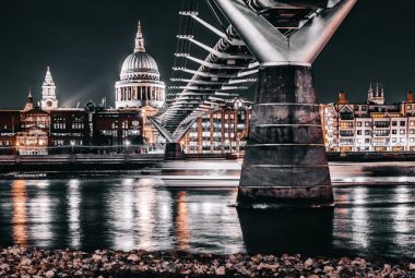 Relection Of Night Lights On River