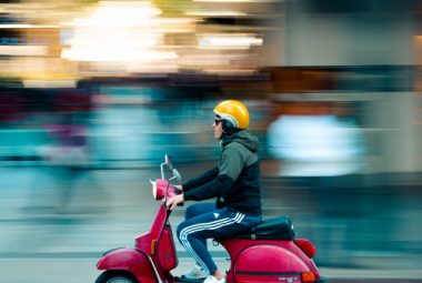 Scooter At Night With Blurred Background